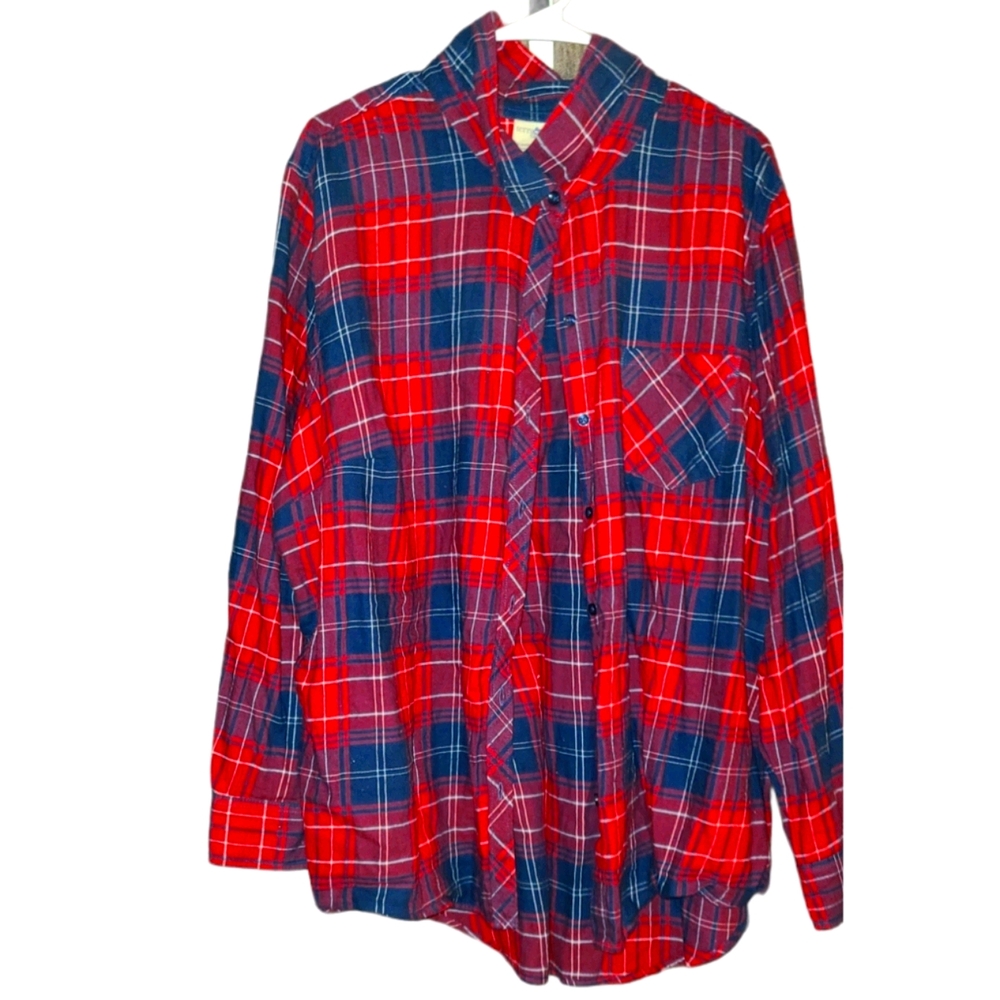 Red and Navy Flannel Buttondown